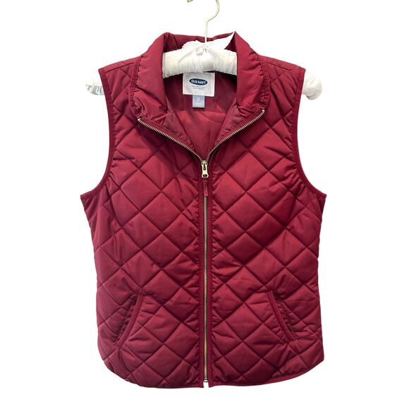 OLD NAVY | Red Burgundy Quilted Zip Puffer Vest | Size XS - Picture 1 of 6